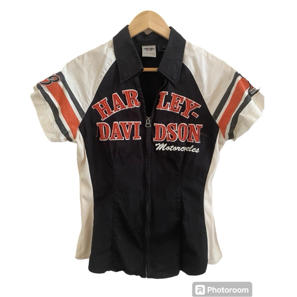 Harley Davidson Womens Zip Up Motorcycle Garage Shirt